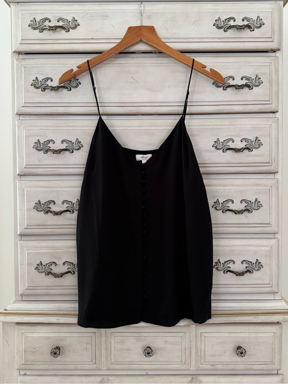 Wilfred Black Silk-Blend Spaghetti Strap Tank